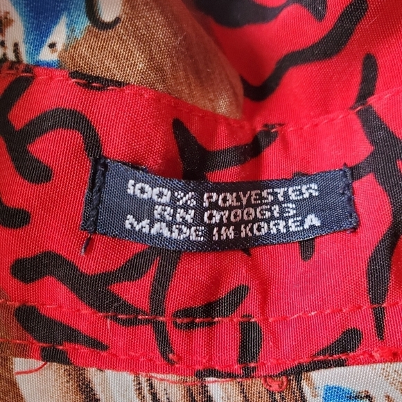 K.A.D. Clothing red antique retro car button down XL 100 Poly Great trav… - Picture 5 of 9